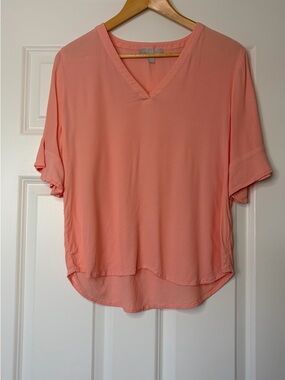 Chelsea 28 Light Coral V-Neck Short Sleeve Womens Blouse Size M